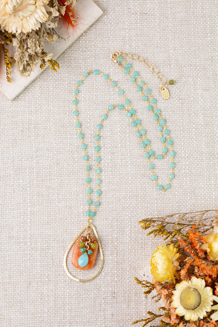 Secret Garden 24.25-26.25" Orange Calcite Statement Necklace