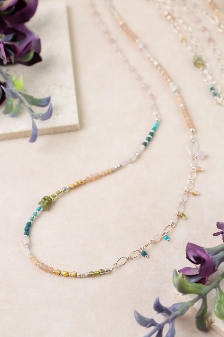 One Of A Kind 54.5-56.5" Rose Quartz, Amazonite Collage Necklace