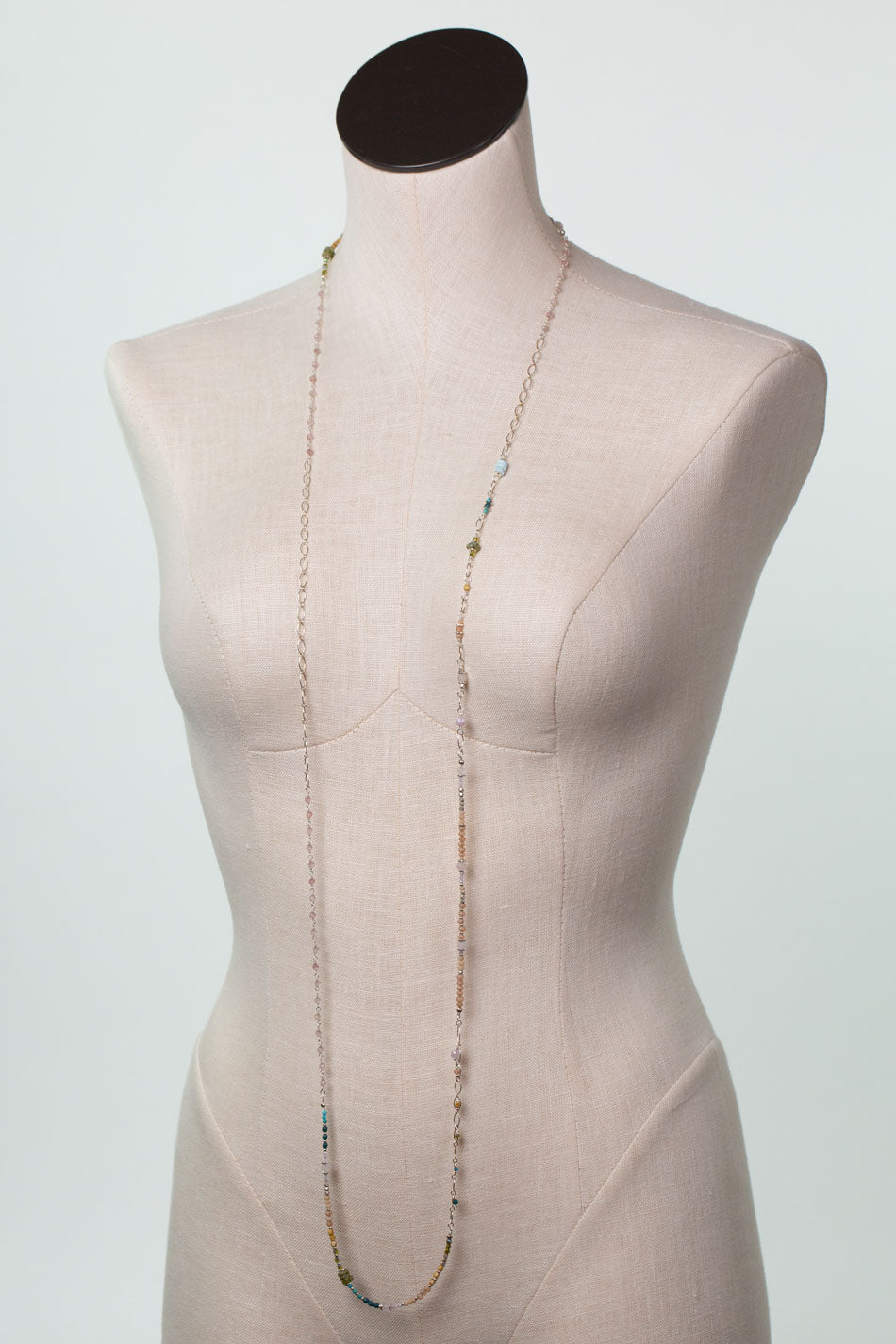 One Of A Kind 54.5-56.5" Rose Quartz, Amazonite Collage Necklace