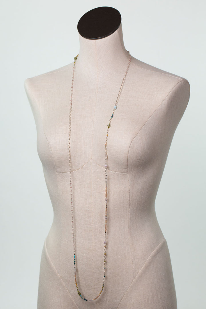One Of A Kind 54.5-56.5" Rose Quartz, Amazonite Collage Necklace