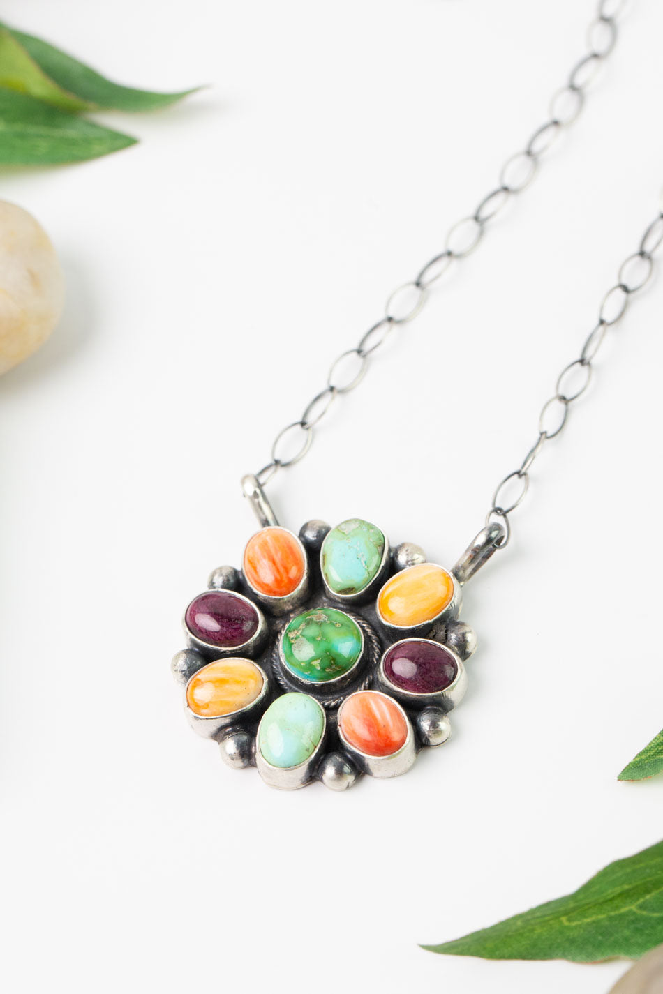 Bobby Johnson 18.5" Spiny Oyster, Turquoise Statement Necklace