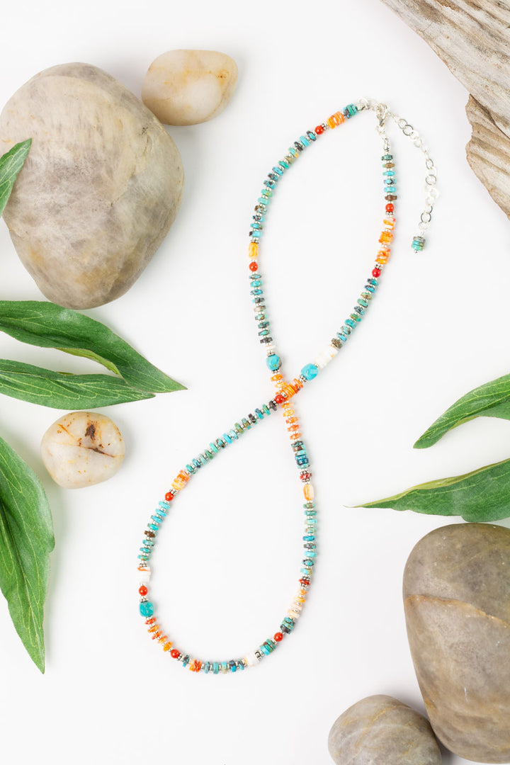 One Of A Kind 18-20" Turquoise, Spiny Oyster, Coral Simple Necklace