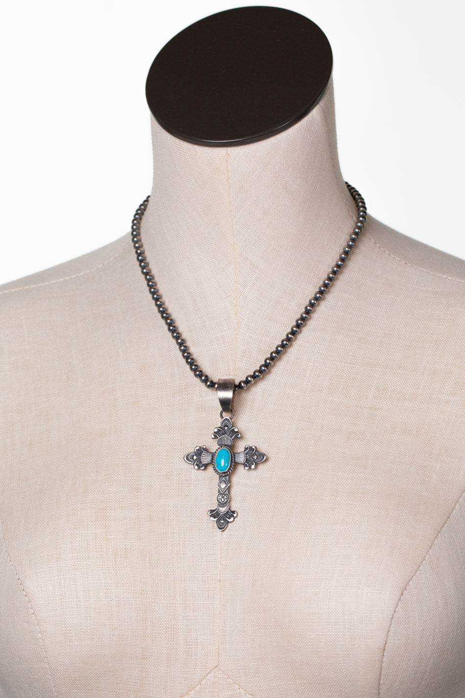Kevin Billah  16" Kingman Turquoise and Desert Pearls Statement Necklace