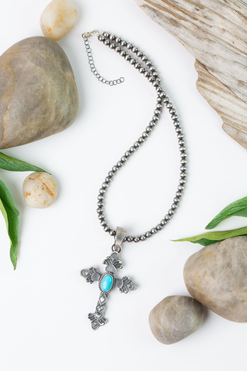 Kevin Billah  16" Kingman Turquoise and Desert Pearls Statement Necklace