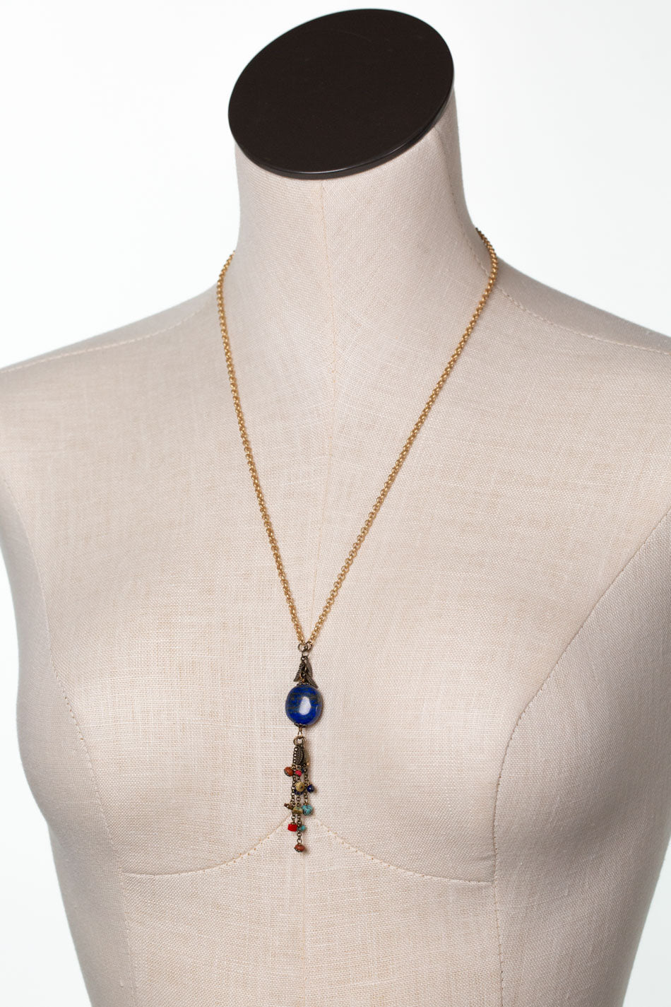 One Of A Kind 21.5-23.5" Turquoise, Lapis, Red Coral Statement Necklace