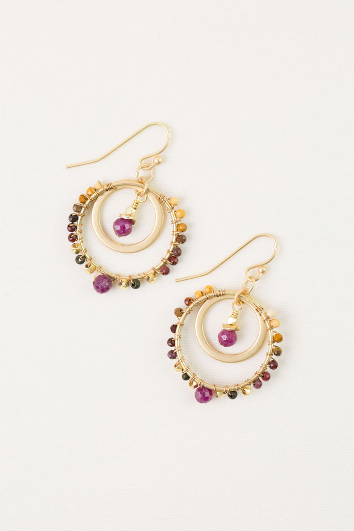 One Of A Kind Ruby, Czech Glass Dangle Earrings