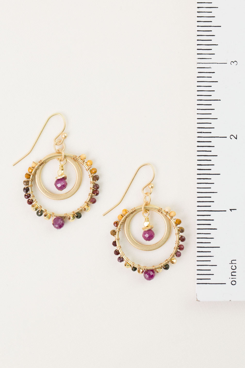 One Of A Kind Ruby, Czech Glass Dangle Earrings