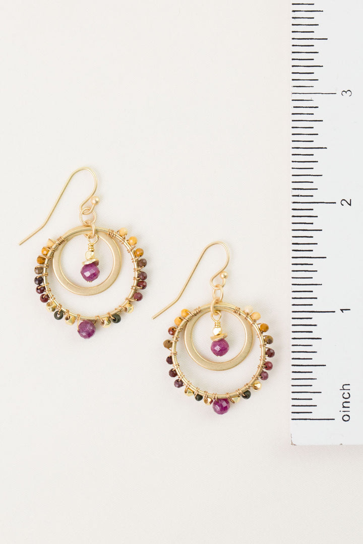One Of A Kind Ruby, Czech Glass Dangle Earrings