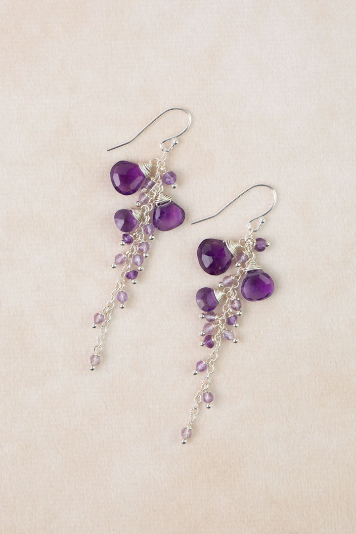 One Of A Kind Amethyst Cluster Earrings