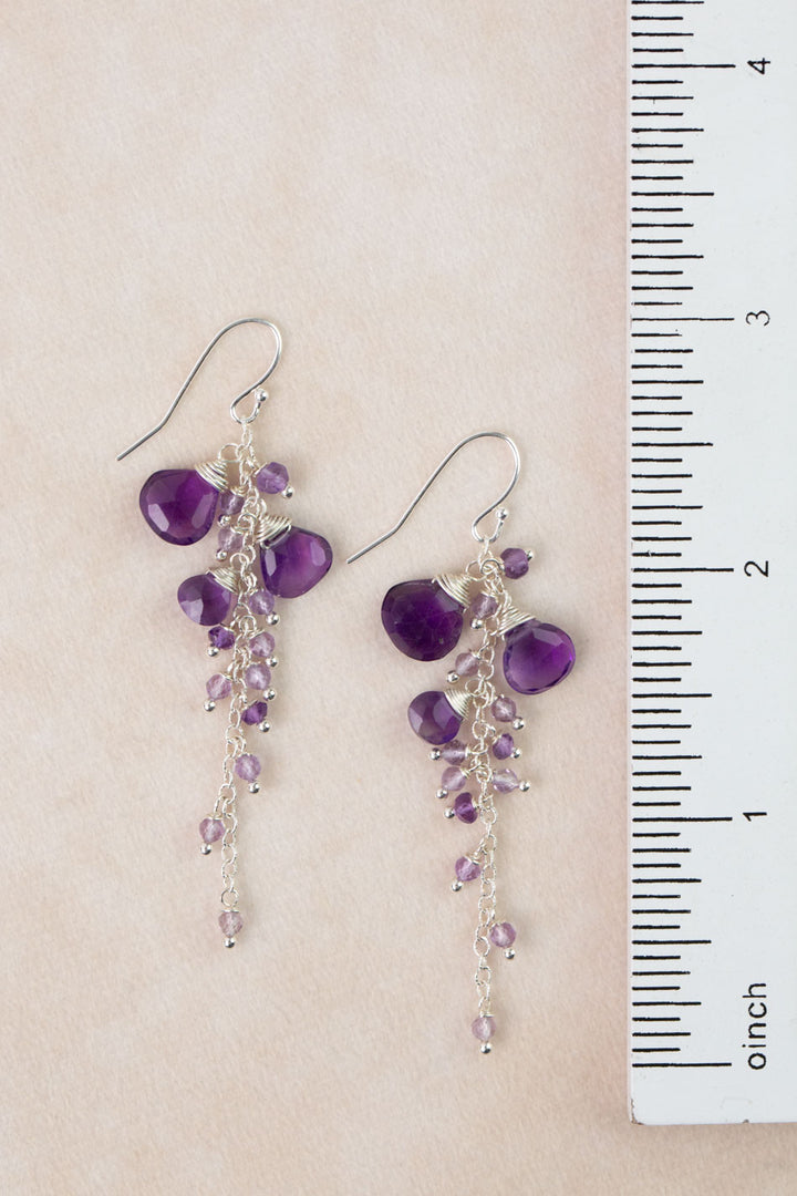 One Of A Kind Amethyst Cluster Earrings