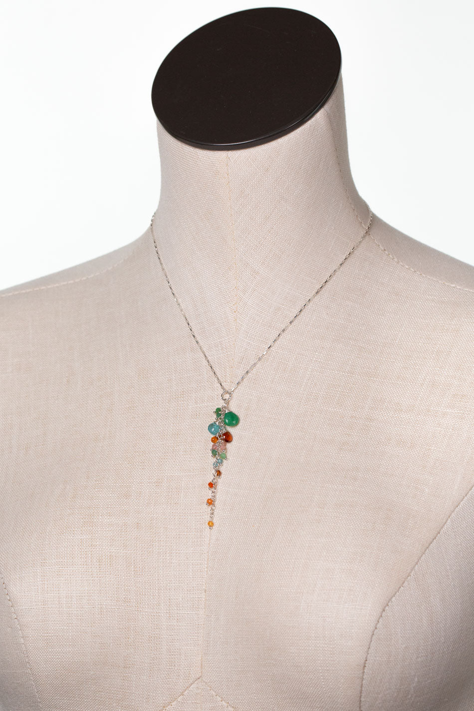 One Of A Kind 16-18" Mixed Gemstone Cluster Necklace