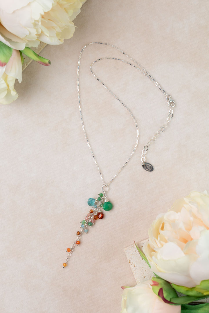 One Of A Kind 16-18" Mixed Gemstone Cluster Necklace