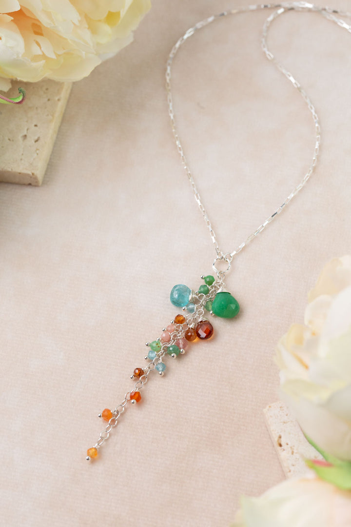 One Of A Kind 16-18" Mixed Gemstone Cluster Necklace
