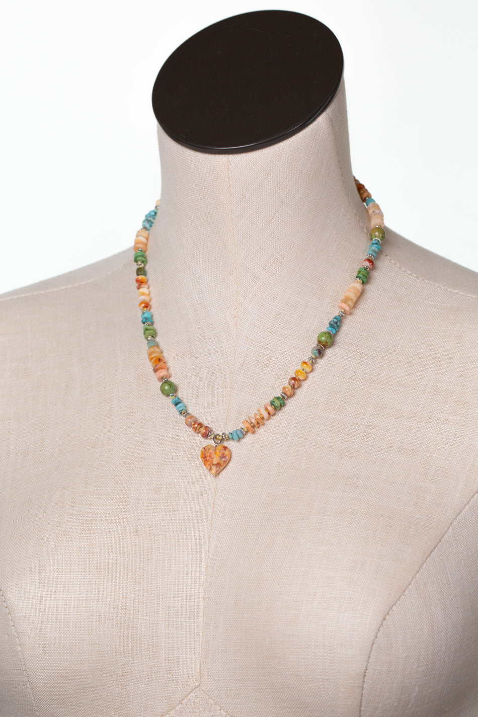 One Of A Kind 17.5-19.5" Spiny Oyster, Fire Opal, Turquoise Simple Necklace