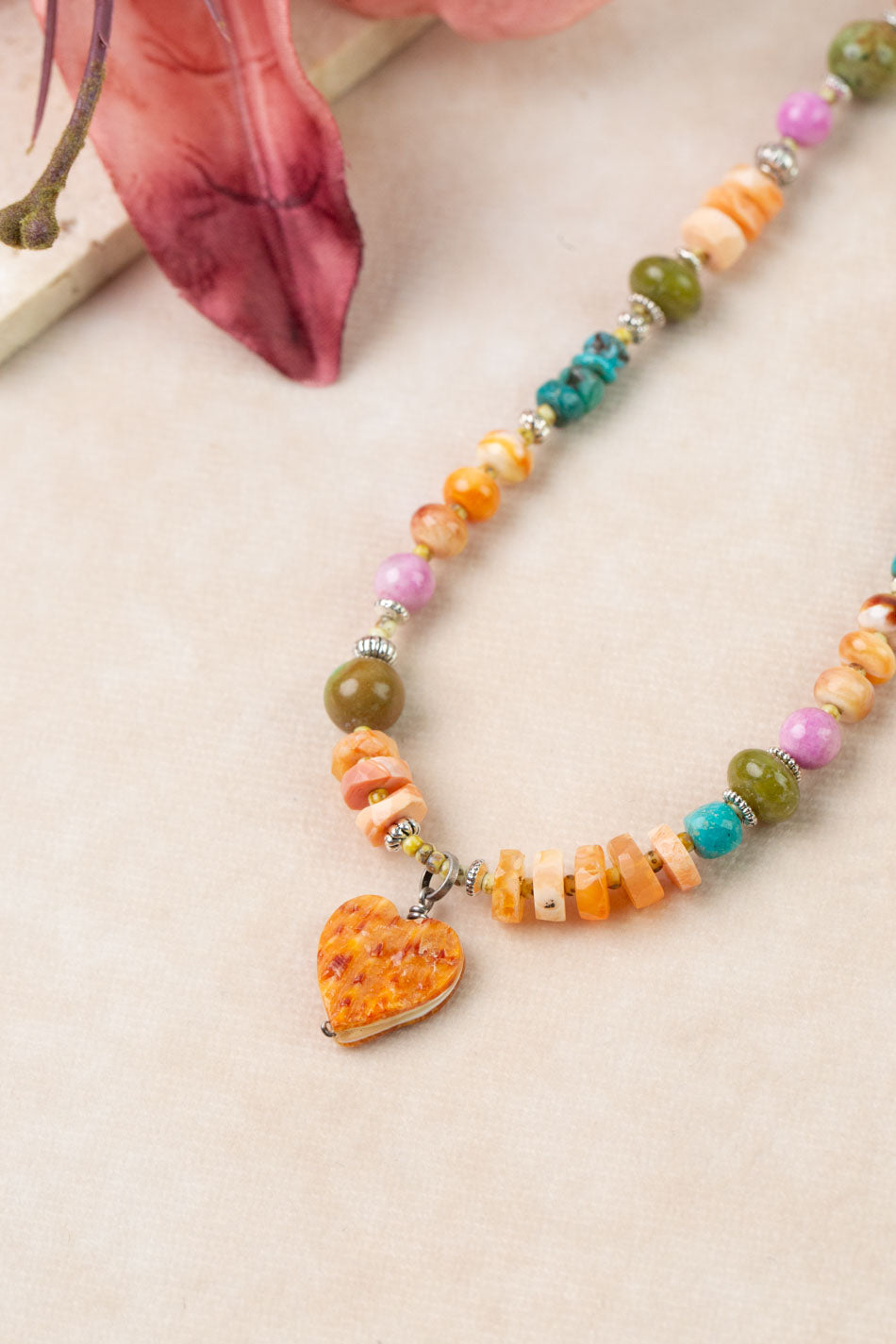 One Of A Kind 17.5-19.5" Spiny Oyster, Turquoise, Fire Opal Simple Necklace