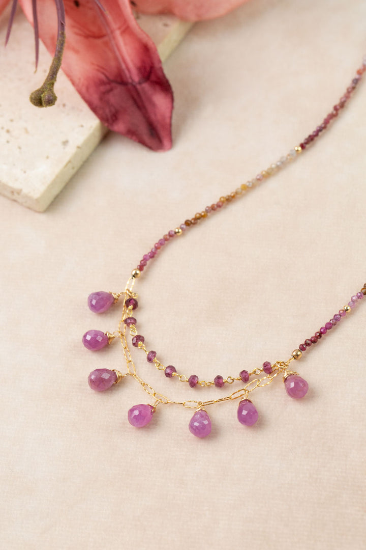 One Of A Kind 17.75-19.75" Ruby, Sapphire, Garnet Simple Necklace