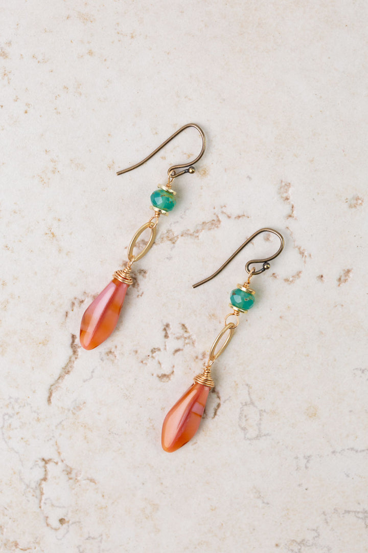 Farmers Market Apatite, Carnelian Dangle Earrings
