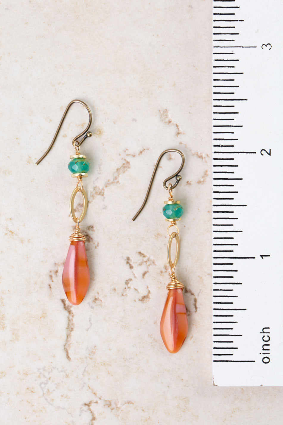 Farmers Market Apatite, Carnelian Dangle Earrings