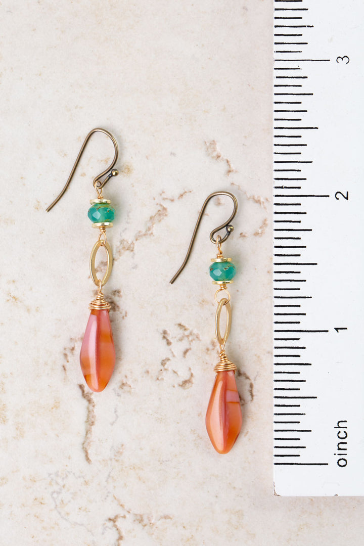 Farmers Market Apatite, Carnelian Dangle Earrings