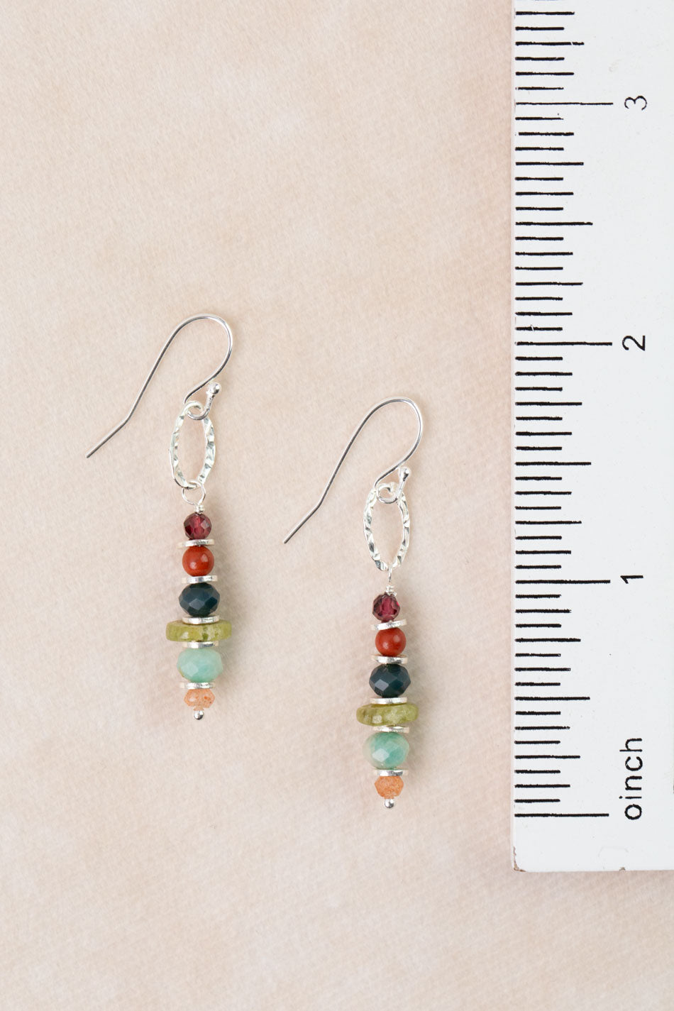 Revolution Jasper, Garnet, Amazonite Dangle Earrings