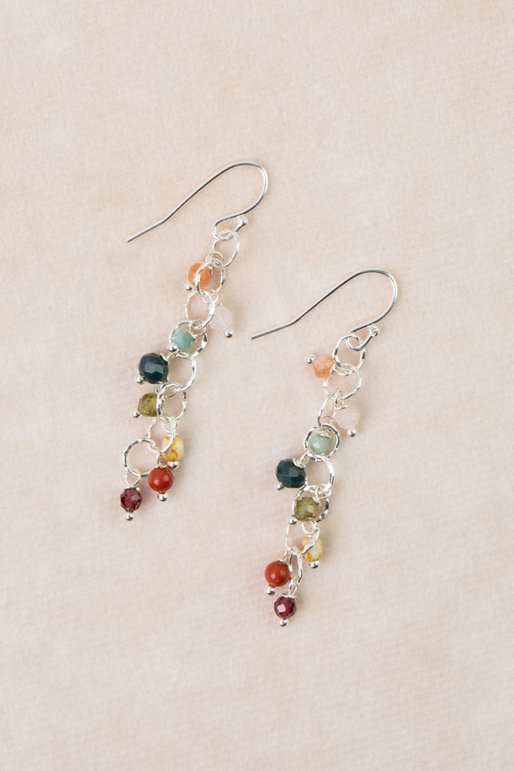 Revolution Jasper, Garnet, Amazonite Dangle Earrings