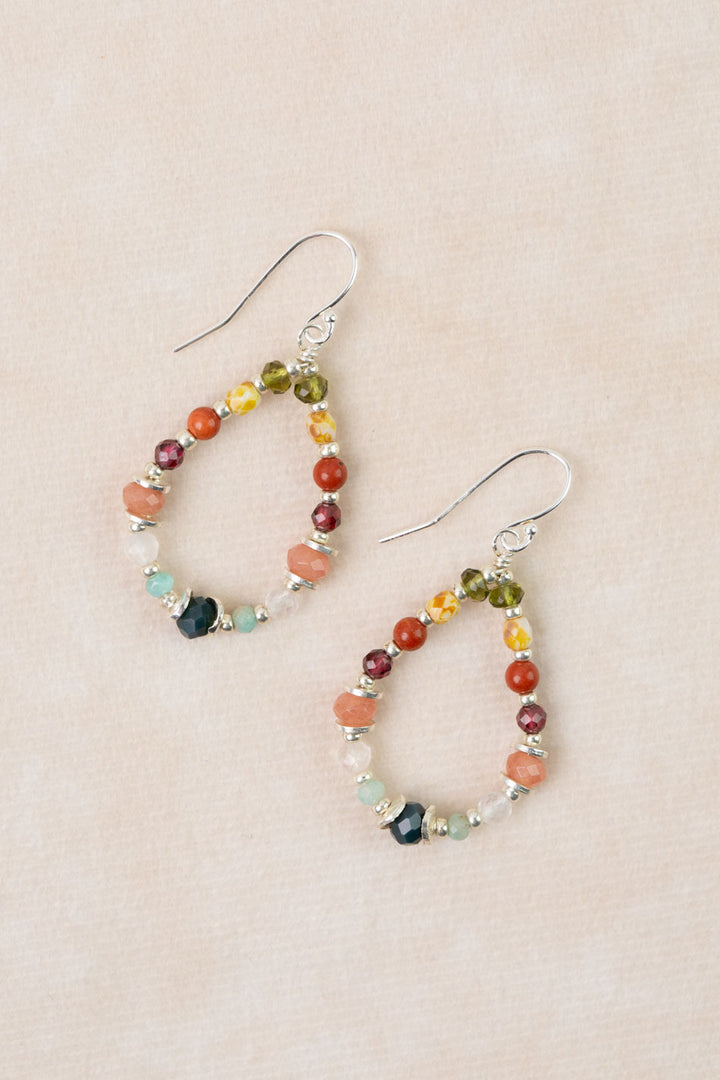 Revolution Jasper, Garnet, Amazonite Hoop Earrings