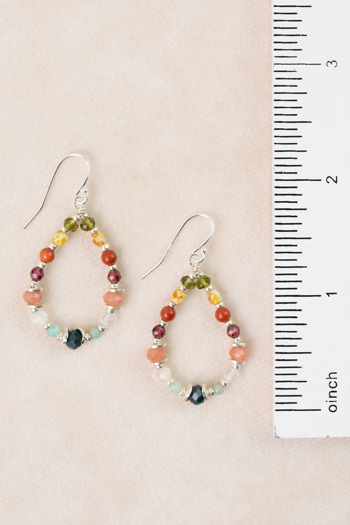 Revolution Jasper, Garnet, Amazonite Hoop Earrings