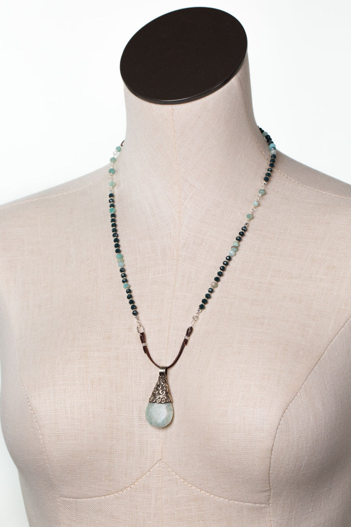 Revolution -23.5" Crystal, Amazonite Statement Necklace