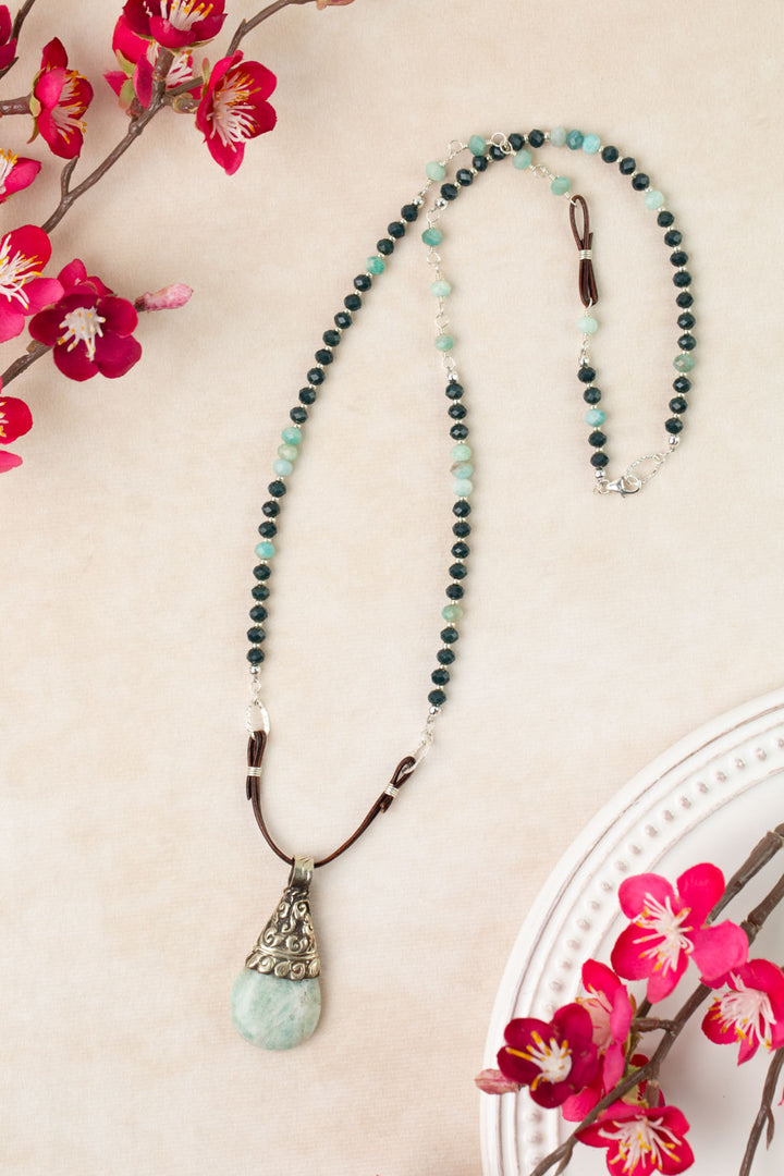 Revolution -23.5" Crystal, Amazonite Statement Necklace