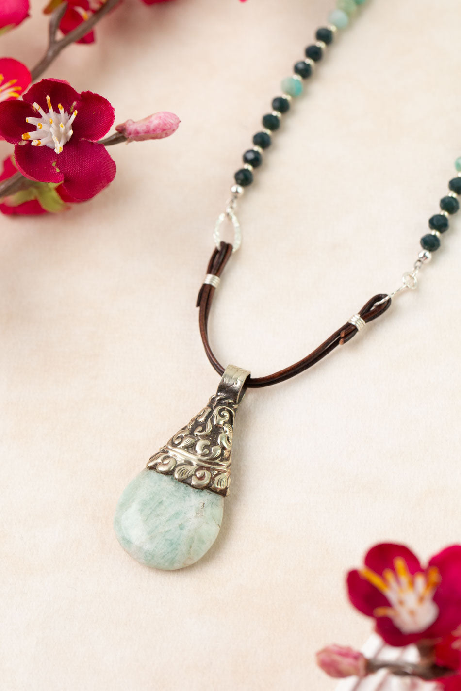 Revolution -23.5" Crystal, Amazonite Statement Necklace