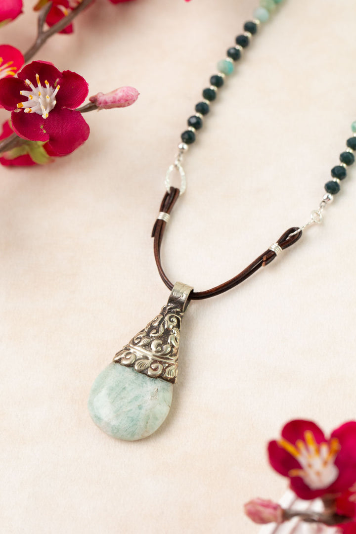 Revolution -23.5" Crystal, Amazonite Statement Necklace