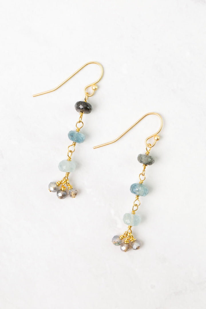 Equinox Aquamarine, Labradorite, Moonstone Dangle Earrings