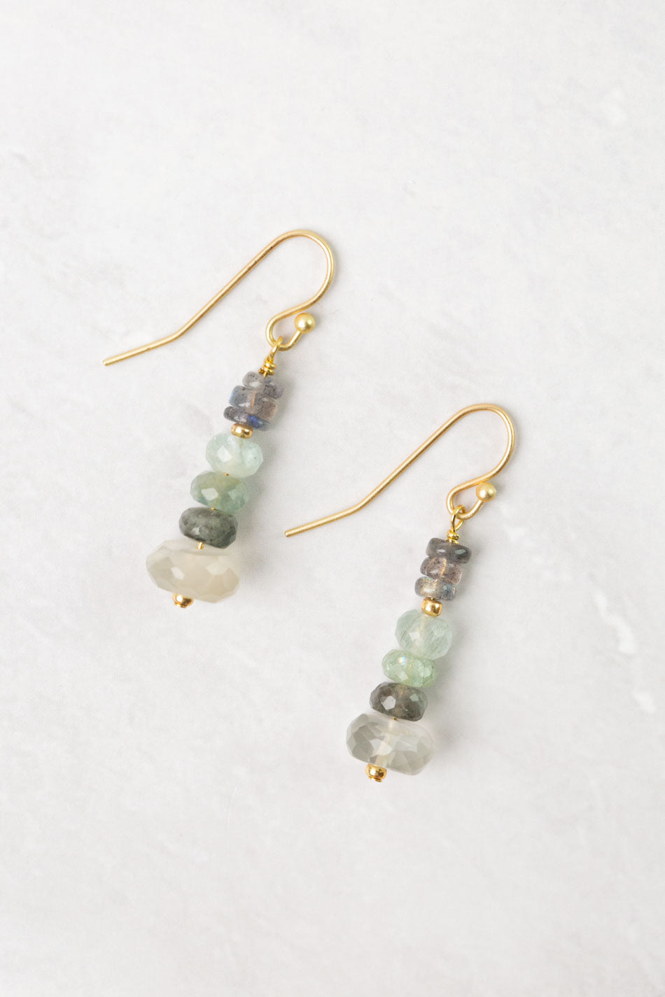 Equinox Aquamarine, Labradorite, Moonstone Dangle Earrings