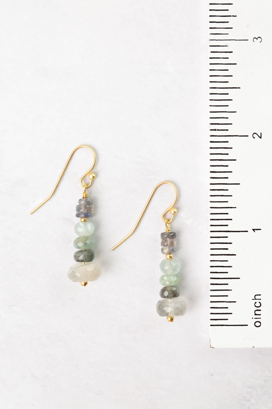 Equinox Aquamarine, Labradorite, Moonstone Dangle Earrings