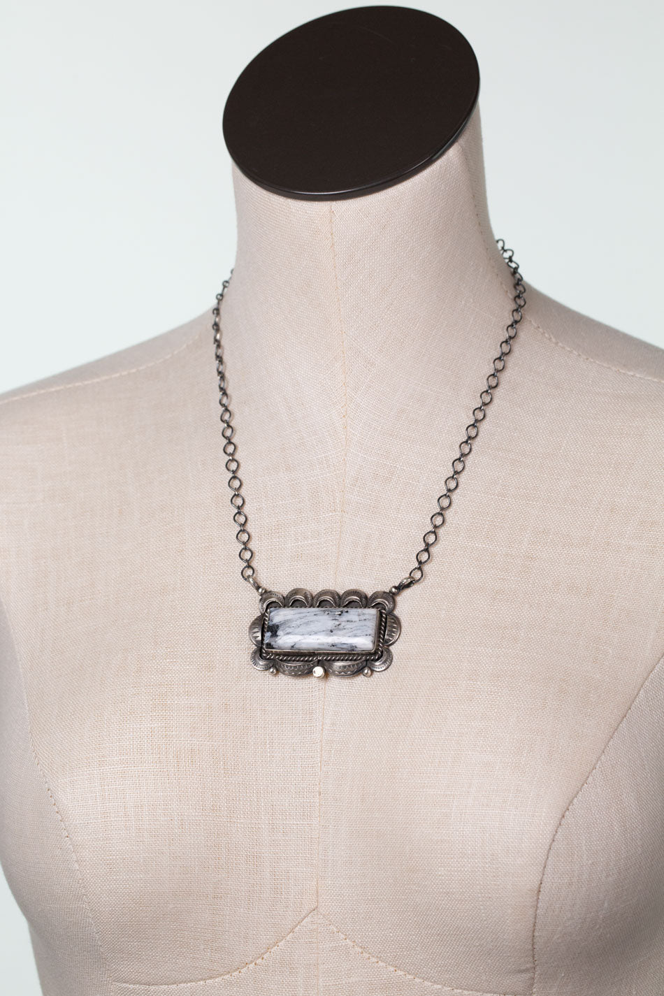 Native American 20" White Buffalo Statement Necklace