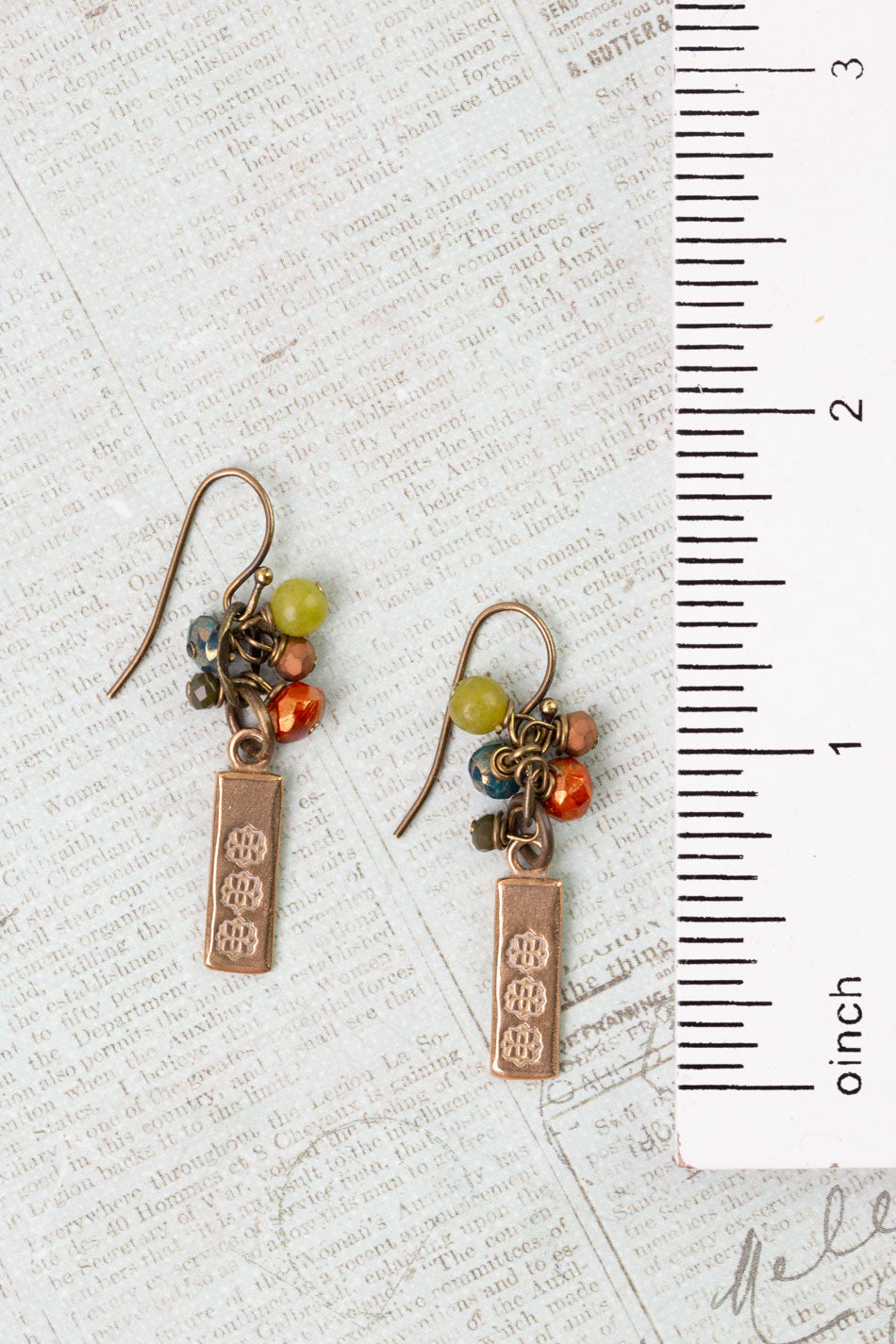 Crisp Autumn Czech Glass, Green Jade, Crystal Dangle Earrings