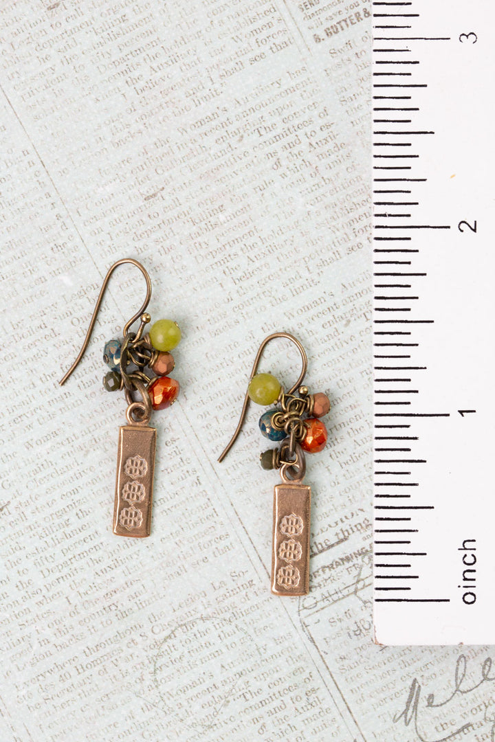 Crisp Autumn Czech Glass, Green Jade, Crystal Dangle Earrings