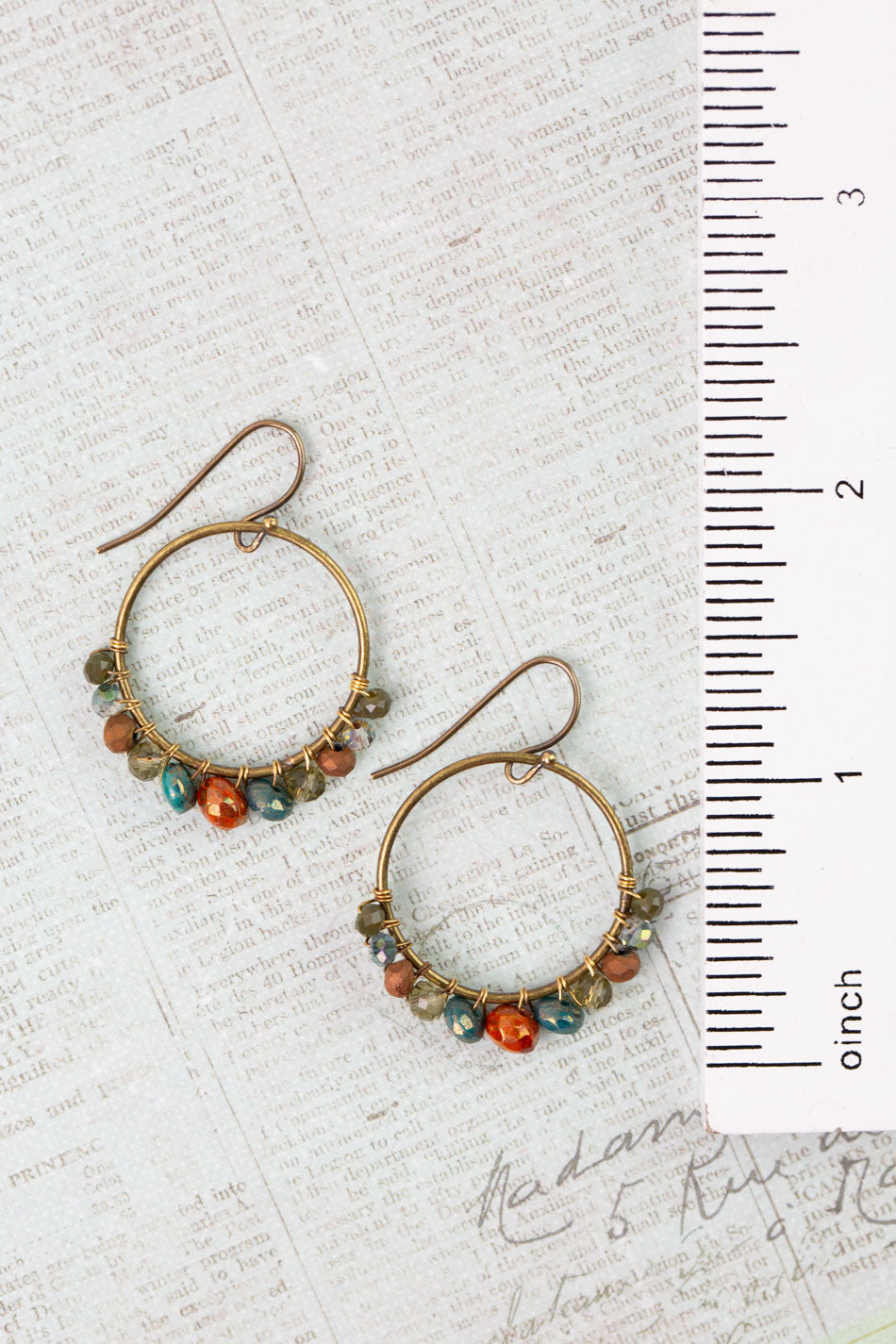 Crisp Autumn Crystal, Czech Glass Hoop Earrings