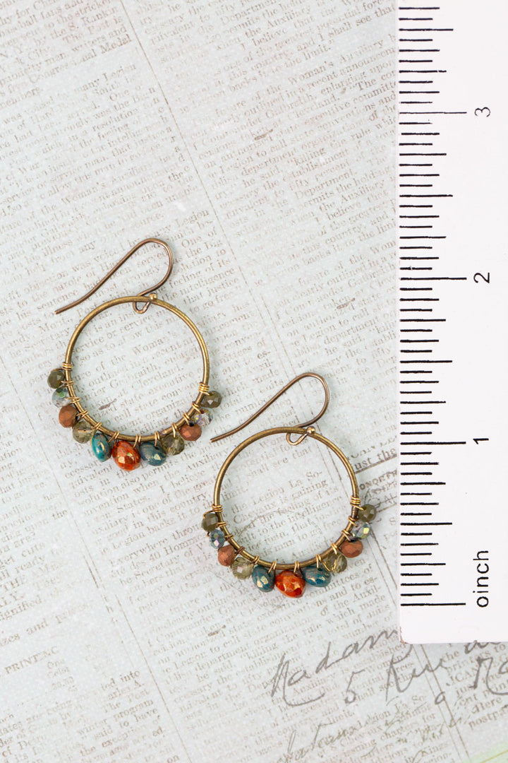 Crisp Autumn Crystal, Czech Glass Hoop Earrings