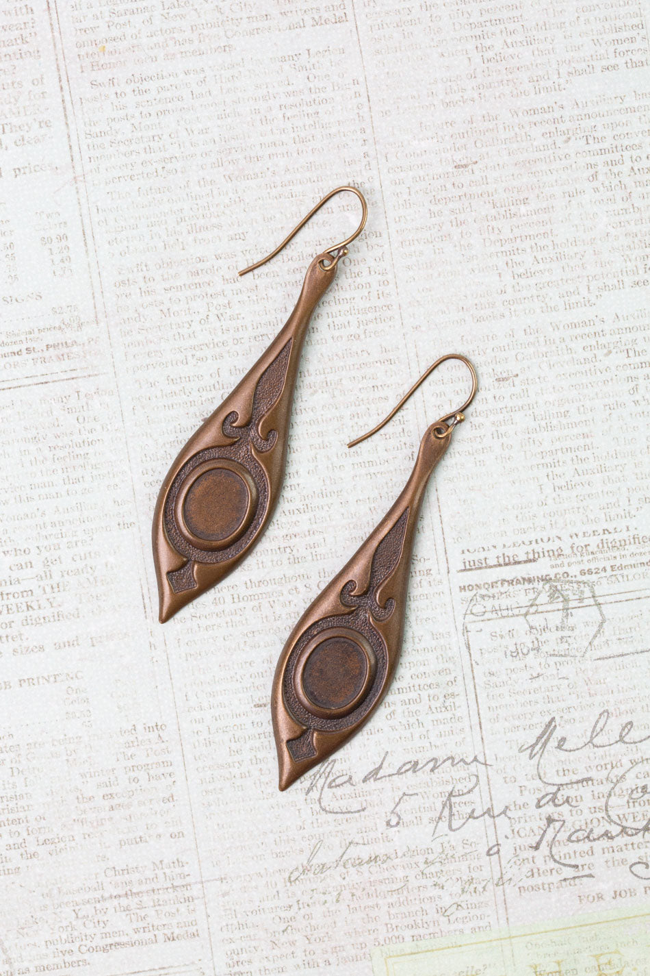 Crisp Autumn Antique Brass Dangle Earrings