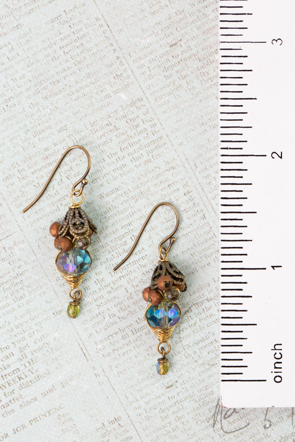 Crisp Autumn Czech Glass, Crystal Dangle Earrings