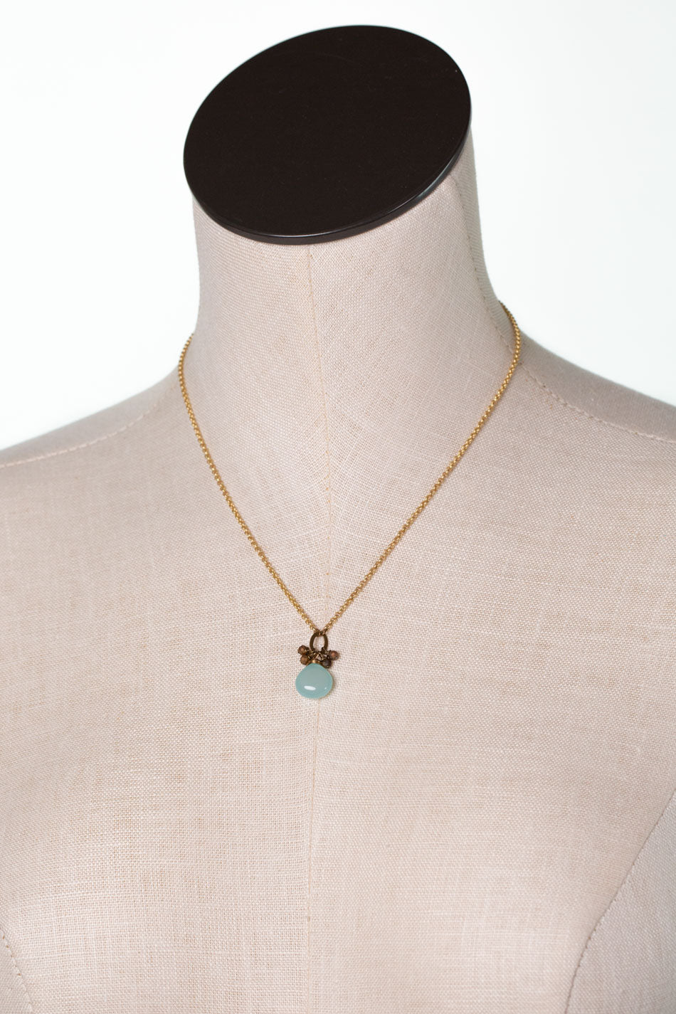 Crisp Autumn 16.5-18.5" Crystal, Chalcedony Simple Necklace