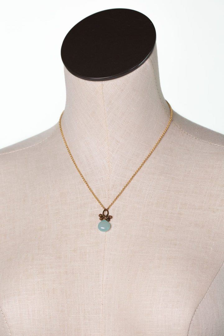 Crisp Autumn 16.5-18.5" Crystal, Chalcedony Simple Necklace