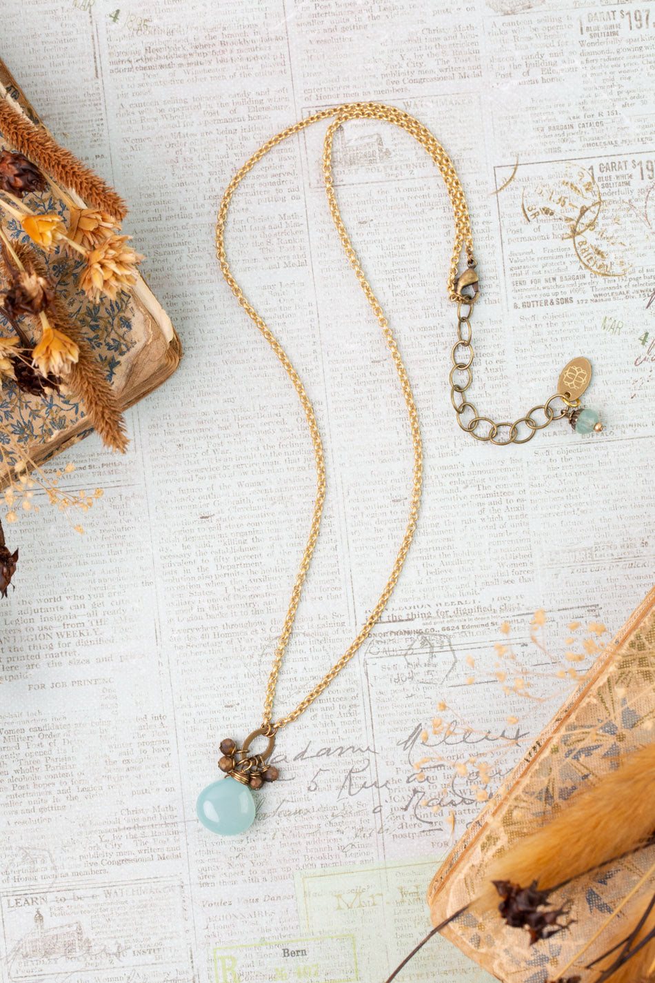 Crisp Autumn 16.5-18.5" Crystal, Chalcedony Simple Necklace