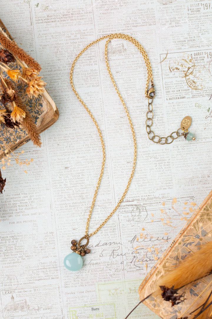 Crisp Autumn 16.5-18.5" Crystal, Chalcedony Simple Necklace