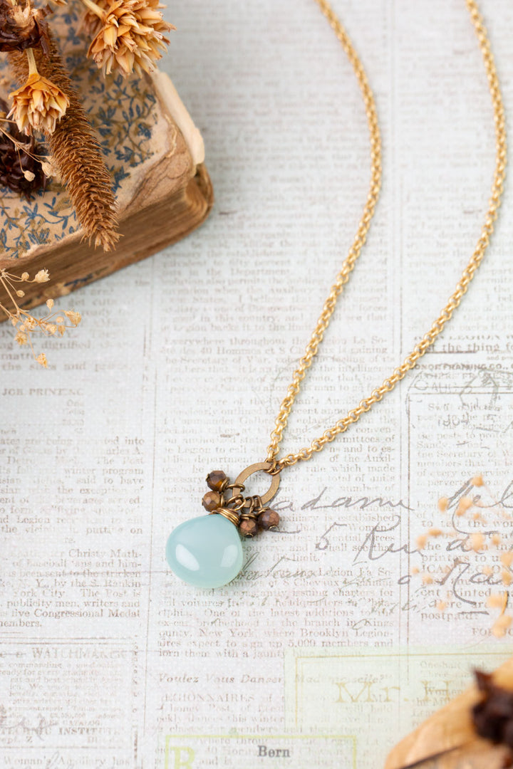 Crisp Autumn 16.5-18.5" Crystal, Chalcedony Simple Necklace