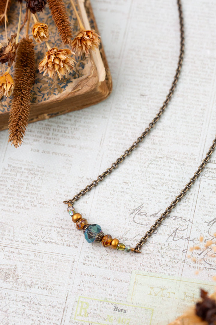 Crisp Autumn 15.25-17.25" Crystal, Czech Glass, Simple Necklace