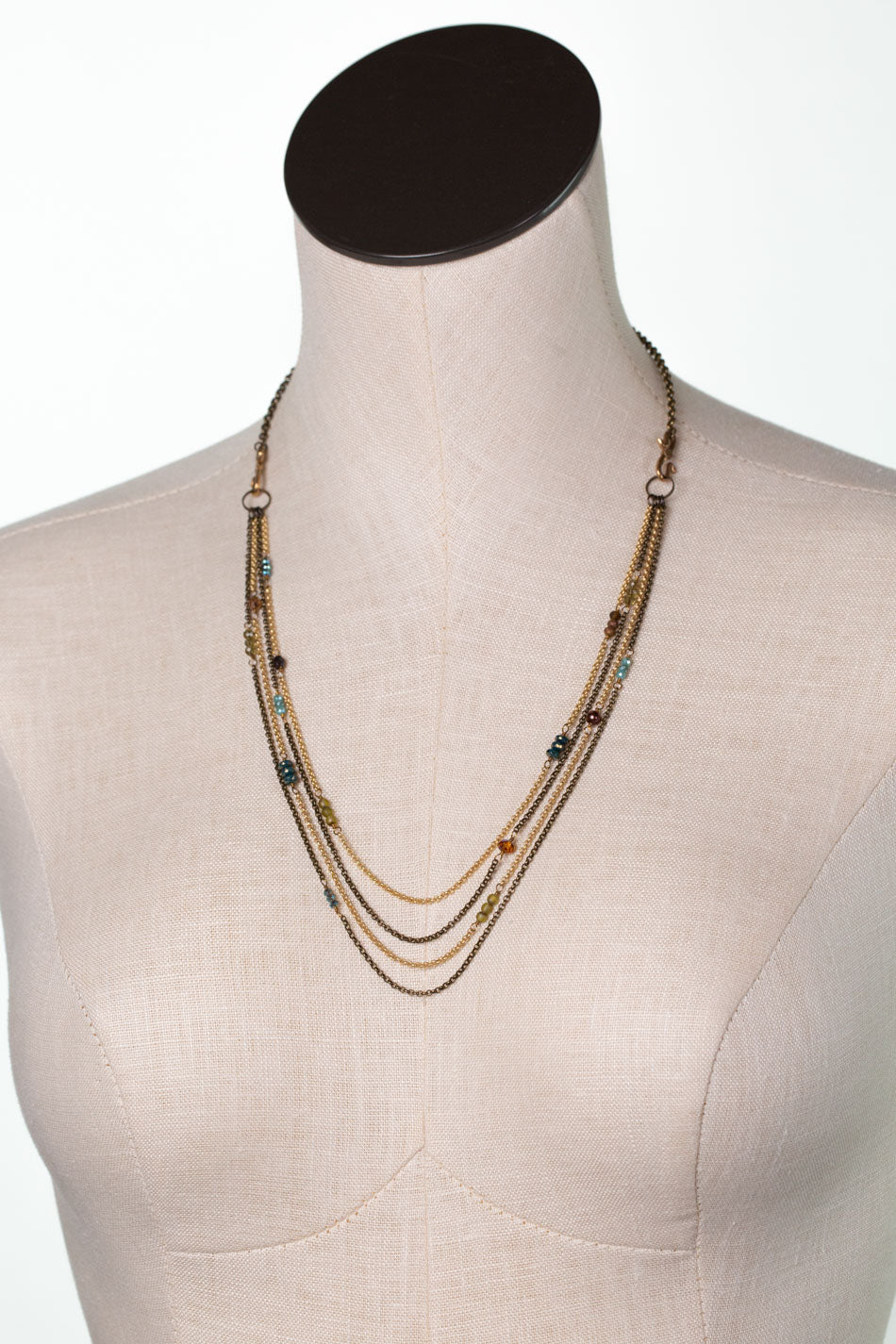 Crisp Autumn 23.5-25.5" Crystal, Czech Glass, Freshwater Pearl Multistrand Necklace