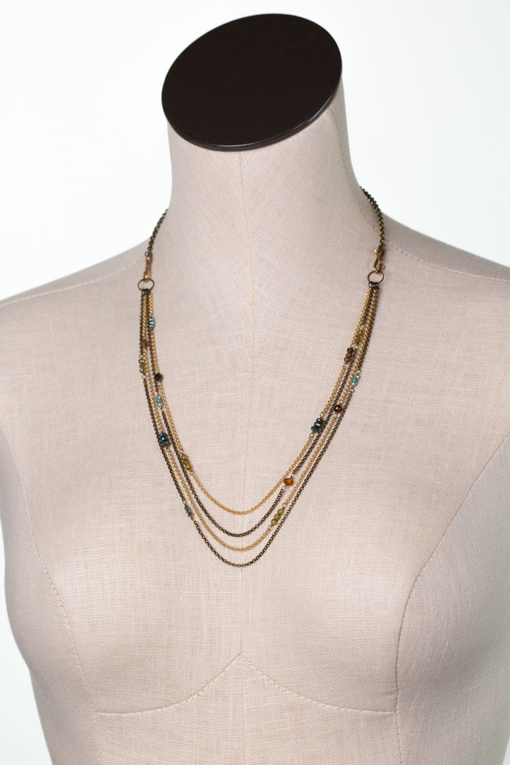 Crisp Autumn 23.5-25.5" Crystal, Czech Glass, Freshwater Pearl Multistrand Necklace