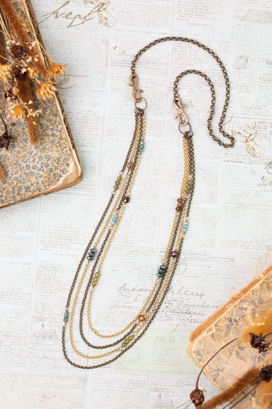 Crisp Autumn 23.5-25.5" Crystal, Czech Glass, Freshwater Pearl Multistrand Necklace